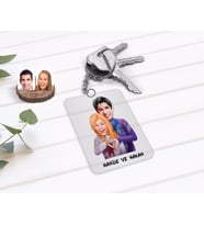BK Gift Kişiye Özel Sevgililer Karikatürlü Şeffaf Pleksi Anahtarlık-89 (Beyaz)