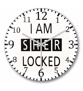 I Am Sher Locked  Duvar Saati Bombeli Gercek Cam