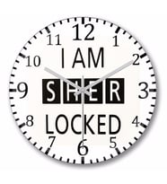 I Am Sher Locked  Duvar Saati Bombeli Gercek Cam