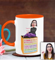 BK Gift Kişiye Özel Anneler Günü Temalı Karikatürlü Turuncu Kupa Bardak T5