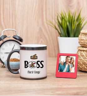 Patron Sihirli  Kupa Bardak ve Kırmızı Mini Çerçeve