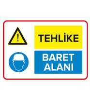 MIGNATIS - Tehlike - Baret Alanı Levhası - Sac Malzeme 25x35cm
