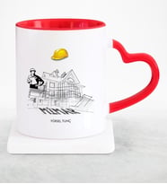 BK Gift Kişiye Özel Mesleki Mimar Kırmızı Kalpli Kupa Bardak  2
