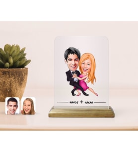BK Gift Kişiye Özel Sevgililer Karikatürlü Çerçeve-13 (Beyaz)