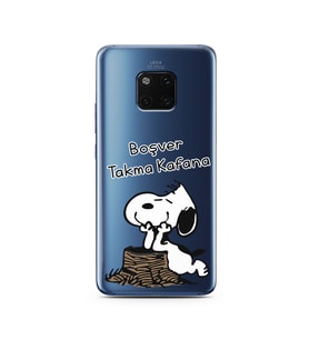 Snoopy Tasarımlı Süper Şeffaf Silikon Telefon Kılıfı Huawei Mate 20 Pro 