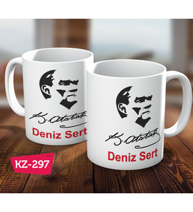Kişiye Özel İsimli Mustafa Kemal Atatürk Hediye Kupa Bardak