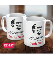 Kişiye Özel İsimli Mustafa Kemal Atatürk Hediye Kupa Bardak