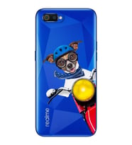 Motorcu Köpek Tasarımlı Süper Şeffaf Silikon Telefon Kılıfı Oppo Realmi C2