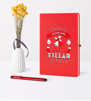 BK Gift Kişiye Özel Yılbaşı Mutlu Yıllar Temalı Kırmızı Defter Kalem Seti - 7