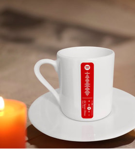 BK Gift Kişiye Özel Kırmızı Spotify Barkodlu Kahve Fincanı-1 (Beyaz)