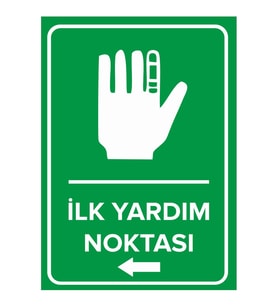 MIGNATIS - İlk Yardım Noktası Sol Ok Levhası - Sac Malzeme 25x35cm
