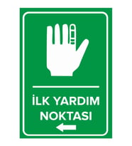 MIGNATIS - İlk Yardım Noktası Sol Ok Levhası - Sac Malzeme 25x35cm