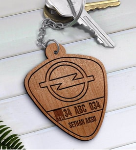 BK Gift Kişiye Özel İsimli Plakalı Opel Ahşap Anahtarlık-1 (Beyaz)