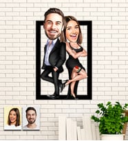 Kişiye Özel Sevgililer Karikatür Ahşap Tablo