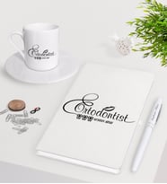 BK Gift Kişiye Özel Ortodontist Beyaz Defter Kalem Türk Kahvesi Fincanı Seti-1 (Model 1)