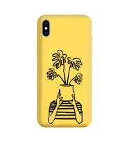 Iphone Xs Çizgi Tasarımlı Sarı Lansman Telefon Kılıfı