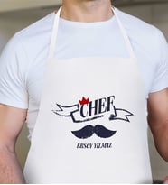 BK Gift Kişiye Özel Chef Erkek Mutfak Önlüğü - 1 (Beyaz)