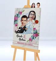 BK Gift Kişiye Özel Düğünümüze Hoş Geldiniz Şovaleli Karikatür Kanvas Tablo  1
