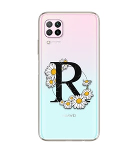 Papatya Harf Tasarım Süper Şeffaf Silikon Telefon Kılıfı Huawei P40 Lite R-Harfi