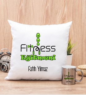 Fitness Eğitmeni Yastık ve Silver Kupa Bardak