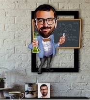 BK Gift Kişiye Özel Bay Kimya Öğretmeni Karikatürlü 3D Ahşap Tablo-1
