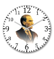 Atatürk3 Duvar Saati Bombeli Gercek Cam