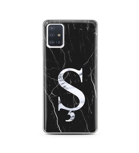 Samsung A51 Siyah Mermer Harf Tasarımlı Telefon Kılıfı Ş-Harfi 