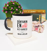 Kız Kardeş Tasarımlı Kişiye Özel Kız Kardeş Kupa Bardak Siyah