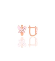 Söğütlü Silver Gümüş rose pembe mineli kelebek çocuk küpesi