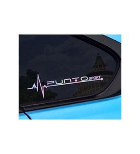 Fiat Punto Yan Cam Sticker Oto Kapı  20 Cm X 7 Cm Holo-Chroma