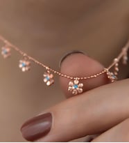 Papatya Silver 925 Ayar Gümüş Sıralı Top Zincirli Firuze Taşlı Papatya Kadın Kolye