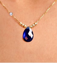 Demas Gold Pırlanta 14 Ayar Altın Dorika Safir Taşlı Kolye