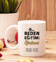 Beden Eğitimi Öğretmenine Hediye Beyaz Kupa Bardak