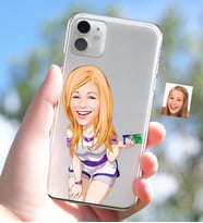 BK Gift Kişiye Özel Bayan Karikatürlü iPhone 11 İnce Şeffaf Silikon Telefon Kapağı-36 (Beyaz)