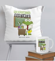 BK Gift Kişiye Özel Fen Bilimleri Öğretmeni Temalı Yastık Kupa Seti - 2