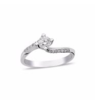 0.45ct Pırlanta Kolları Taşlı Tektaş Yüzük (Beyaz)