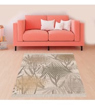 Batik Desenli Renk Geçişli Dijital Baskı Yıkanabilir Kaymaz Taban Salon Halısı ve Yolluk (Bej)