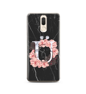 Mermer Çiçekli Harf Tasarım Süper Şeffaf Silikon Telefon Kılıfı Huawei Mate 10 L