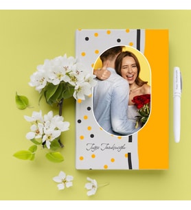 BK Gift Kişiye Özel Hediye Fotoğraflı Çerçeveli Puantiyeli Defter Kalem Seti - 2 (Beyaz)