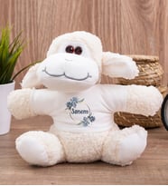 Çiçek Desenli İsme Özel Peluş Koyun