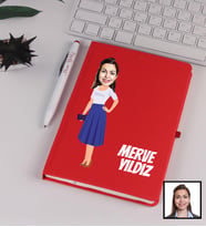 Kişiye Özel Karikatürize Defter Kalem Seti Kırmızı 91350