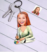 BK Gift Kişiye Özel Bayan Grafik Tasarımcı Karikatür Anahtarlık