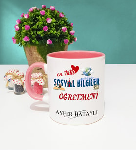 Mesajlı Sosyal Bilgiler Öğretmeni Kupa Bardak Pembe