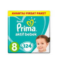 Prima Bebek Bezi Beden:8 (17+Kg) XXX Large 124 Adet Avantaj Fırsat Pk