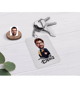 BK Gift Kişiye Özel Erkek Hakim Karikatürlü Şeffaf Pleksi Anahtarlık (Beyaz)