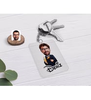BK Gift Kişiye Özel Erkek Hakim Karikatürlü Şeffaf Pleksi Anahtarlık (Beyaz)
