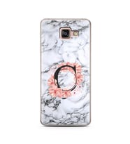 Mermer Çiçekli Harf Tasarım Süper Şeffaf Silikon Telefon Kılıfı Samsung A7 (2016