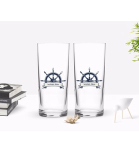 BK Gift Kişiye Özel Renkli Baskılı Dümen Figürlü İkili Rakı Bardağı Seti-1 (Beyaz)