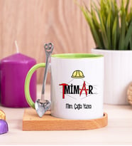 Mimar Ahşap Altlıklı Yeşil Kupa Bardak