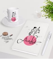 BK Gift Kişiye Özel Avukat Beyaz Defter Kalem Türk Kahvesi Fincanı Seti-11 (Model 1)